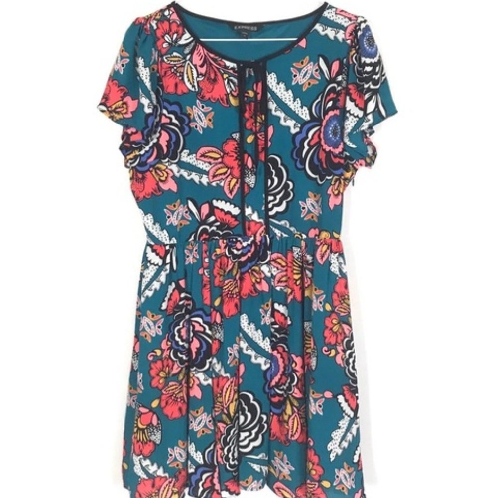 Express short sleeve floral print dress